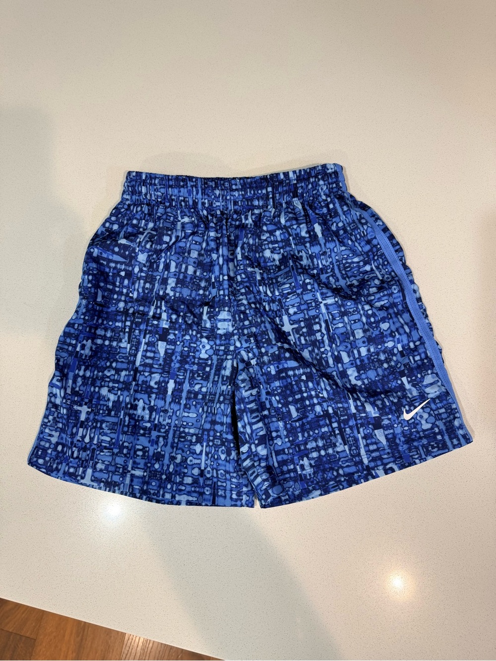 Nike Blue Printed Kids Athletic Shorts